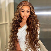 Highlight Color Body Wave 4x4 Lace Frontal Wig 100% Human Hair Natural Hairline