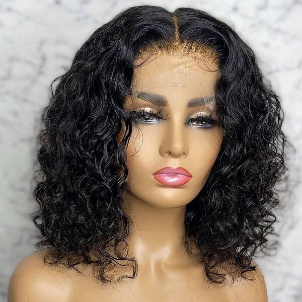Short Water Wave Bob Wigs Pre Plucked 13x4 Lace Frontal Wigs Human Hair For Women