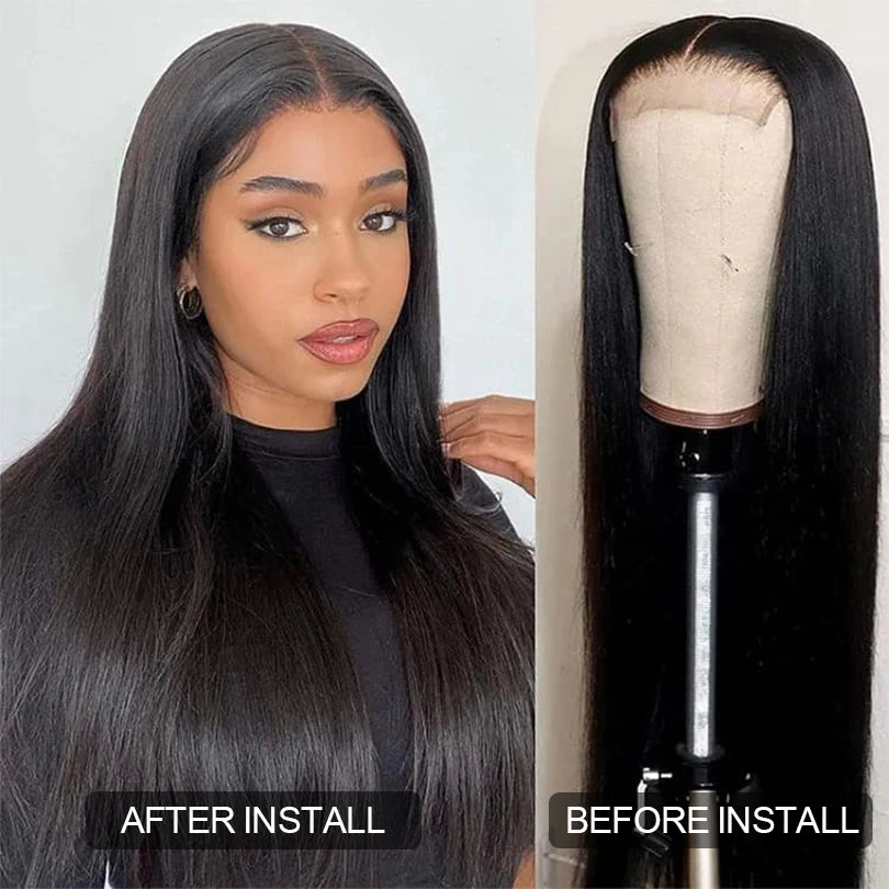 Straight HD Lace Frontal Wigs Skin Melt  4x4 Frontal Lace Human Hair Wigs