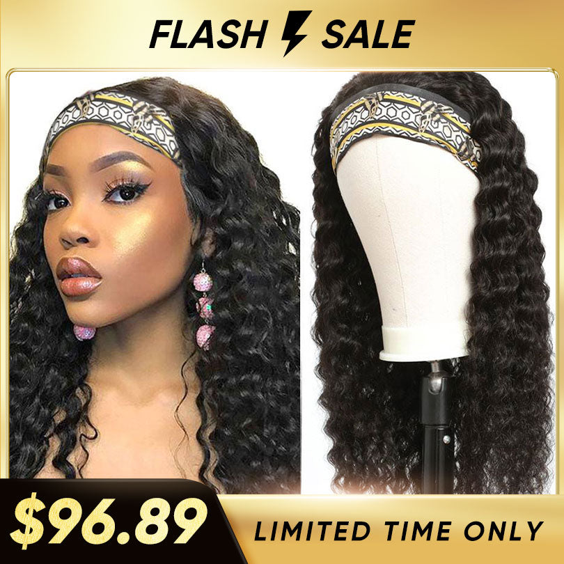 Flash Sale Deep Wave Headband Wigs Best Human Hair Wig for Black Women