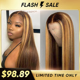 Flash Sale Highlight Color Straight Hair 4x4 Lace Frontal Wig 100% Human Hair