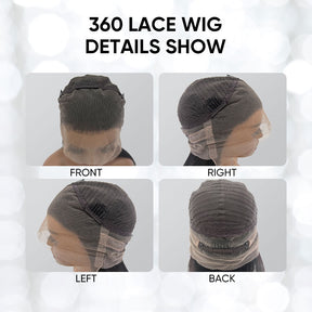 360 Yaki Straight Wigs 360 Lace Frontal Wigs  Natural Hairline Human Hair For Women