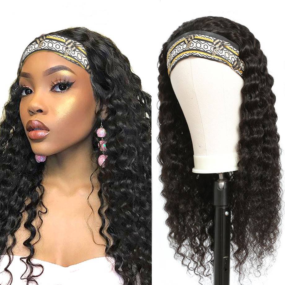 Deep Wave Headband Glueless Wigs Best Human Hair Wig for Black Women 14-26inch