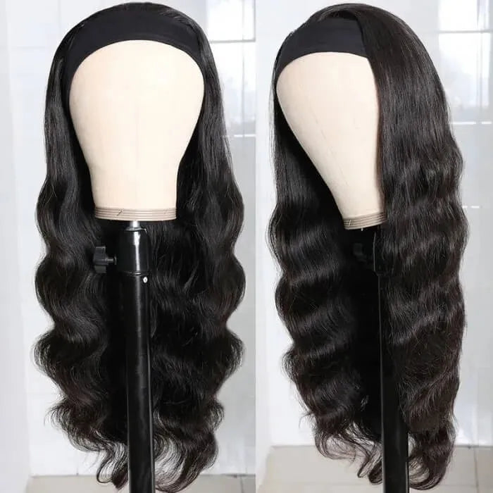 Headband Wigs Body Wave Glueless Human Hair Wig for Black Women Natural Hairline