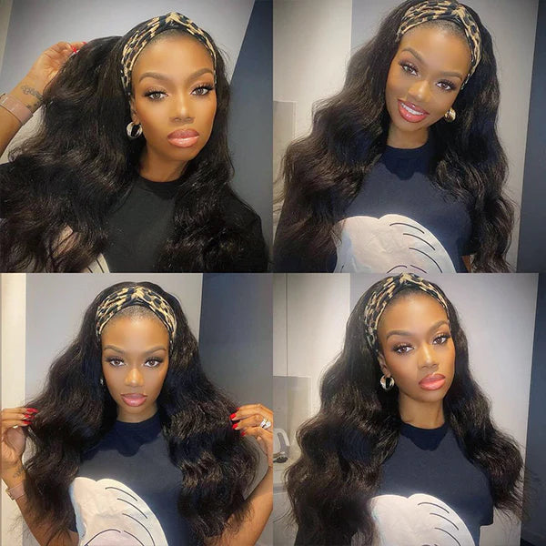 Headband Wigs Body Wave Glueless Human Hair Wig for Black Women Natural Hairline