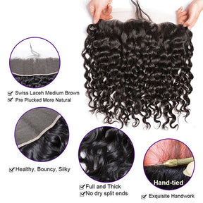 Water Wave Wig Hair Bundles  Hair With Closure 3 Bundle Deals With 13x4 Frontal 100 Human Hair Wigs