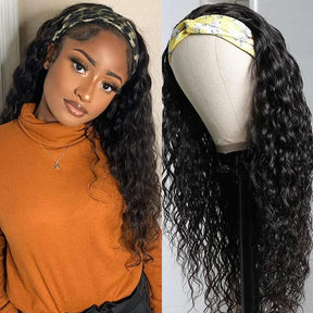 Water Wave  Human Hair Wig for Black Women Headband Wigs Natural Looking