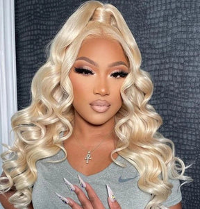 613 Blonde Body Wave 13x4 Transparent Lace Frontal Wig 100% Human Hair Pre Plucked