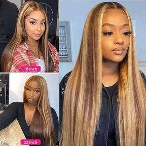 Flash Sale Highlight Color Straight Hair 4x4 Lace Frontal Wig 100% Human Hair