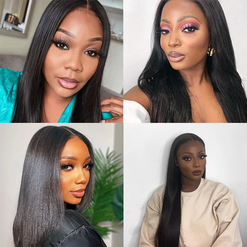 Straight T Part Human Hair  Lace Front  Wigs Hair Pre-Plucked Hairline for Black Women