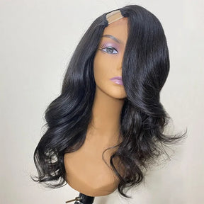 Affordable Wig Natural Black Body Wave  U Part Wig For Black Women 100% Human Hair