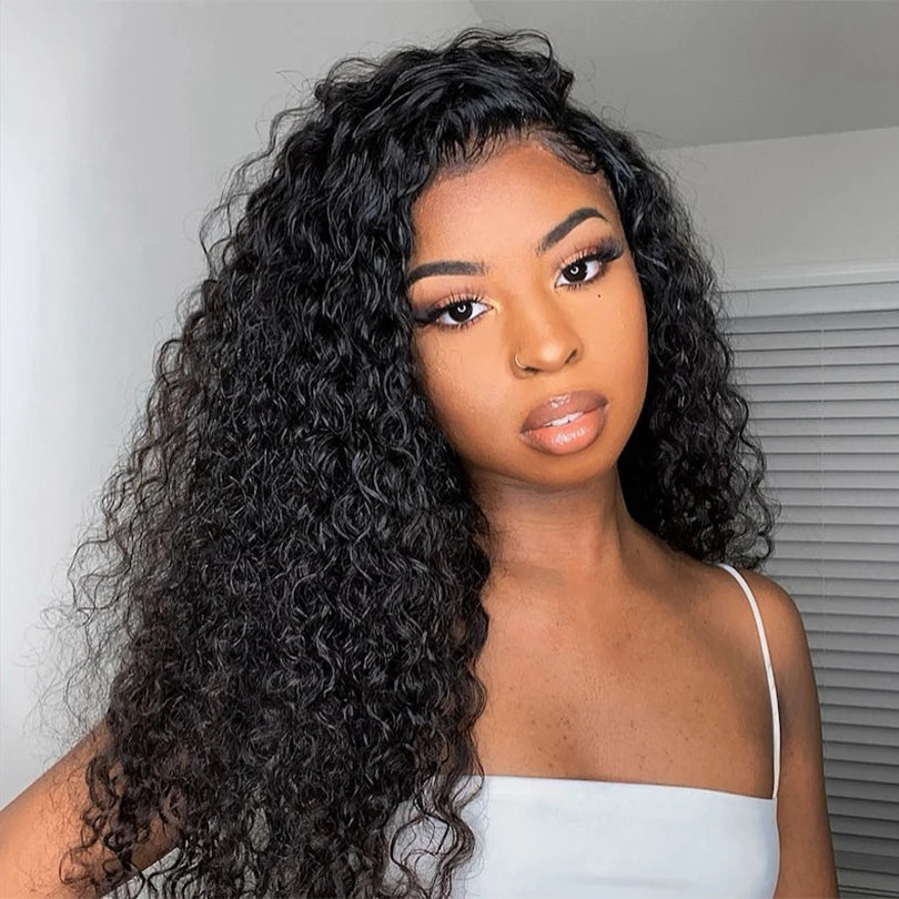 Glueless Human Hair Lace Frontal Wigs 13x6 Lace Wigs  Curly Wave Human Hair Wigs For Black Women