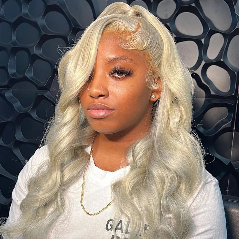 Grey Body Wave 13x4 Lace Frontal Wig Transparent 100% Human Hair Wigs Pre Plucked
