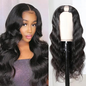 Affordable Wig Natural Black Body Wave  U Part Wig For Black Women 100% Human Hair