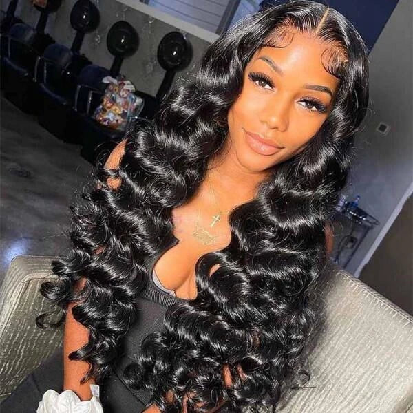 Glueless Lace Frontal Wigs  Brazilian Wigs With Baby Hair Pre-plucked Natural Hairline Loose Wave Wig