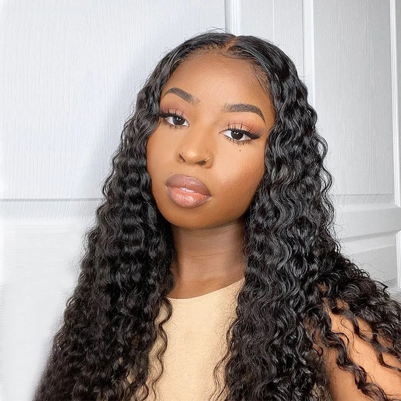 250% Density U Part  Lace Front Wigs Deep Wave Virgin Hair Cheap Real Hair Wigs For Black Women