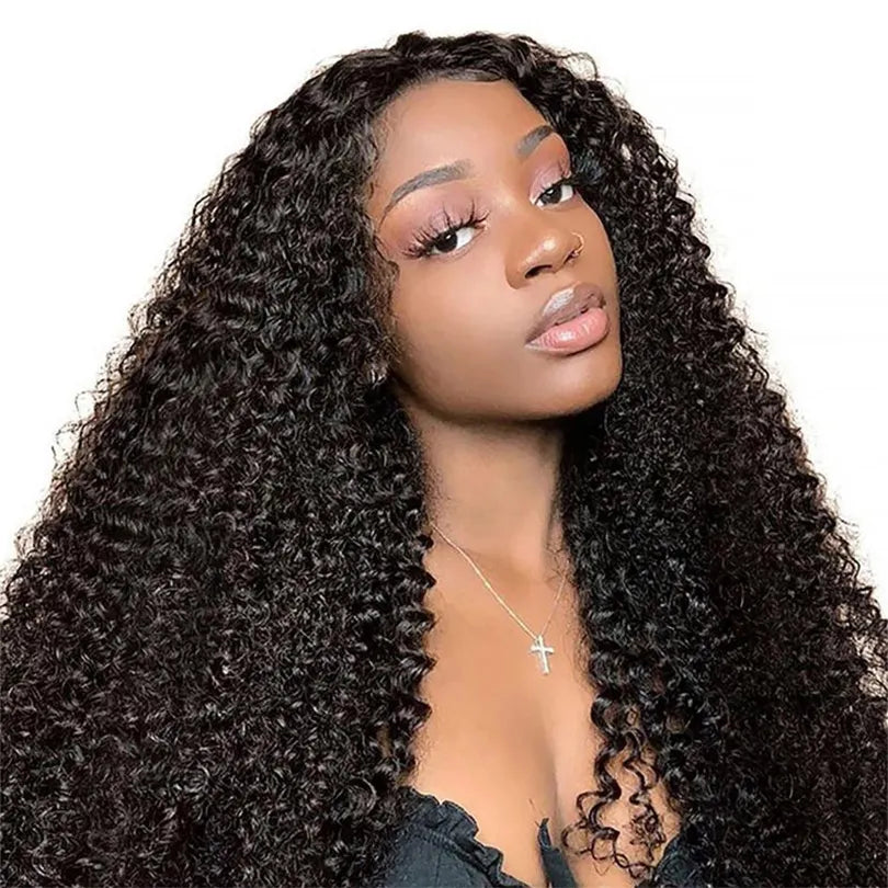 Glueless 5x5  Lace Closure Wig Human Hair Jerry Curly Wave Natural Black Lace Frontal Closure Wig