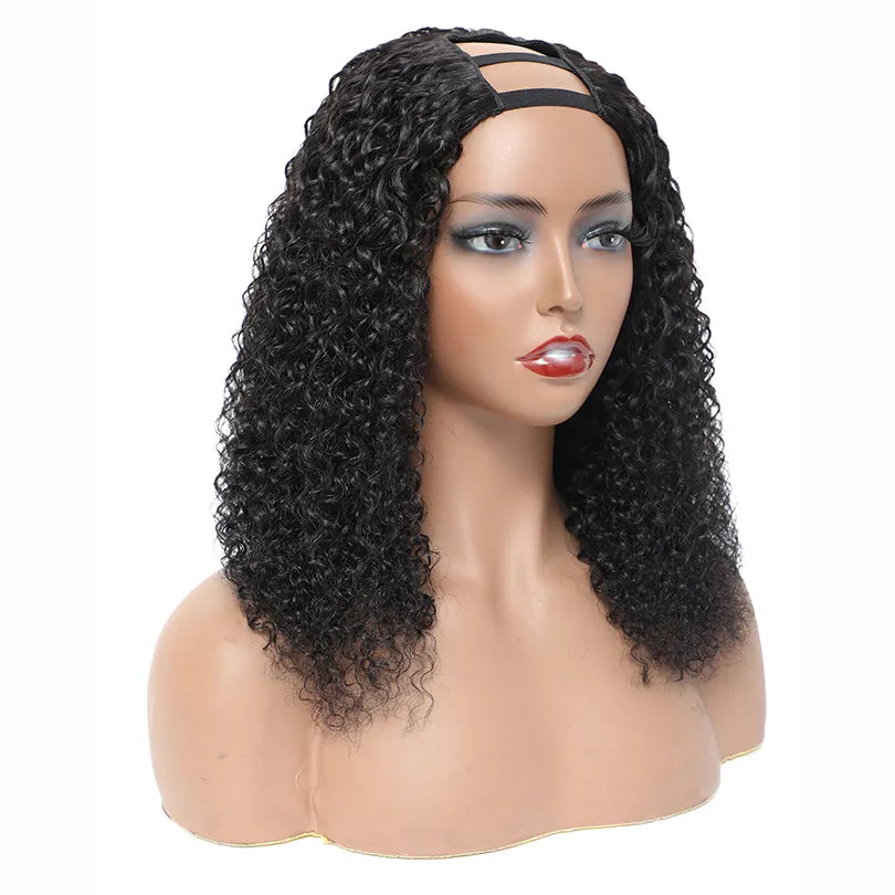 Affordable Wig Natural Wave U Part Jerry Curly Virgin Human Hair Wig For Black Women