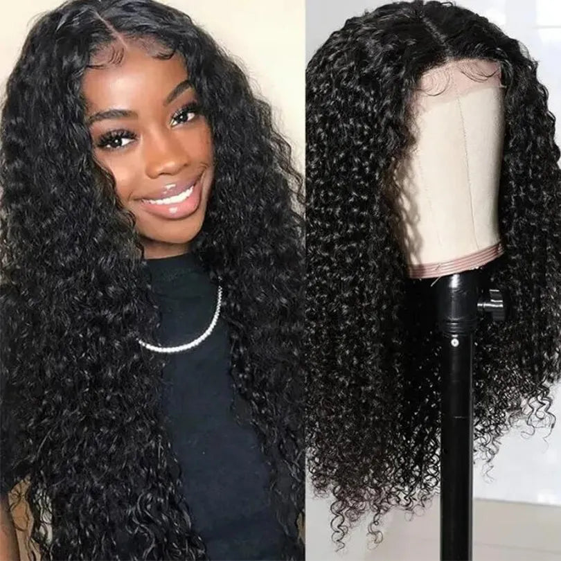 Curly Wave Plucked Hairline HD Lace Frontal Wigs  4x4 Frontal Lace Human Hair Wigs For Women