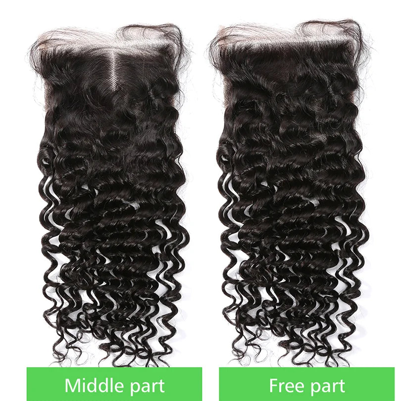 Brazilian Deep Wave Hair Bundles  Hair With Closure 3 Bundle Deals With 4x4 Closure
