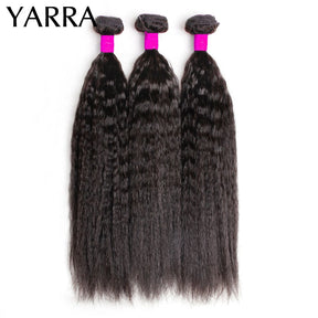 Yaki Straight Wig Hair Bundles  Hair With Closure 3 Bundle Deals With 4x4 Closure