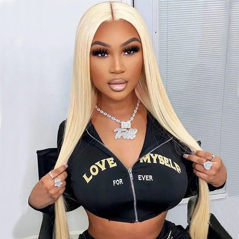 Affordable 613 Blonde 5x5 Straight Lace Frontal Wig 100% Human Hair Glueless