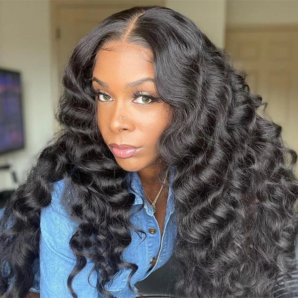 Loose Wave Swiss HD Lace Frontal Wigs 250% 13x4 Frontal Lace Human Hair Wigs For Women 24inch-28inch