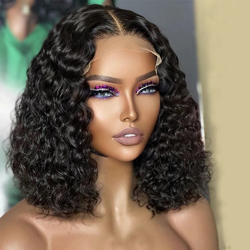 Deep Wave Bob Wigs Cheap Bob Human Hair Lace Front Wigs With Baby Hair For Black Women