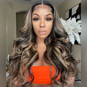 Balayage Color Body Wave Wigs 13x4 Lace Frontal Wig real Human Hair  Pre Plucked