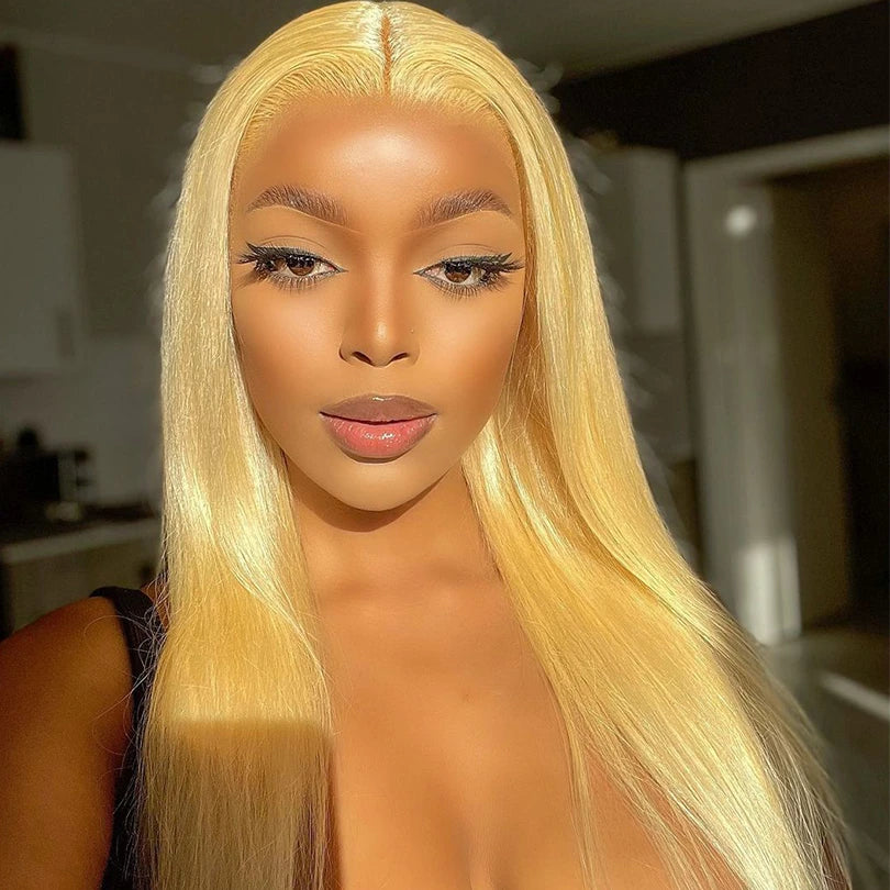 13x6 Lace Frontal Wig 100% Human Hair 613 Blonde Straight Natural Hairline