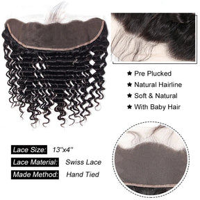 Deep Wave Wig Hair Bundles  Hair With Closure 3 Bundle Deals With 13x4 Frontal Real Human Hair