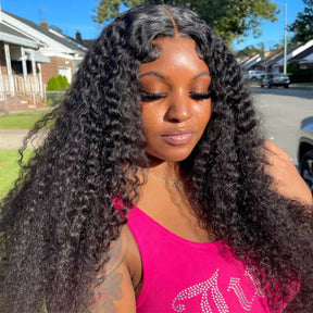 Glueless 5x5  Lace Closure Wig Human Hair Jerry Curly Wave Natural Black Lace Frontal Closure Wig
