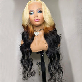 Ombre Lace Front Wig Body Wave  Hair 613 Blonde Brown 13x4 5*5 Lace Front Human Hair Wigs