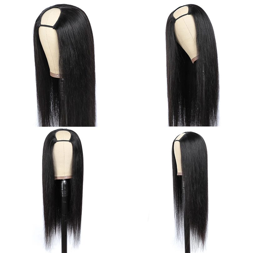 Straight Lace Front Wigs Human Hair U Part Wig for Black Women Natural Hairline