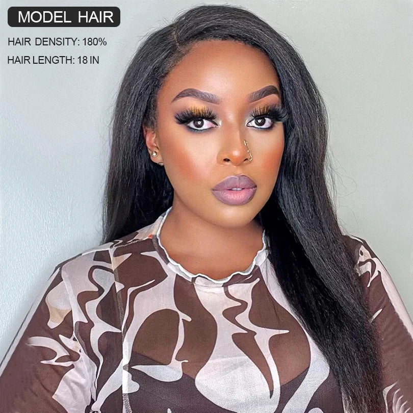 5x5 Natural Looking Lace Closure Human Hair Wig Yaki Straight Glueless  Lace  Pre Plucked