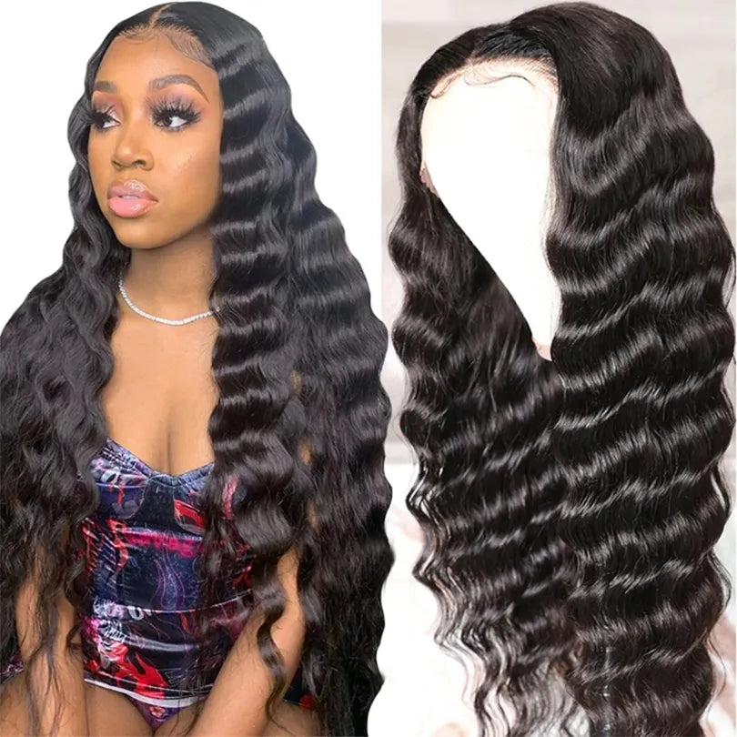 Loose Deep Wave Wig Glueless 5x5 Lace Closure 250% High Density Full and Thick Human Hair Wig Skin Melt Undetectable Invisible Lace