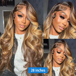 13x4 Body Wave Lace Frontal Wig  Human Hair Highlight ombre Wigs Glueless