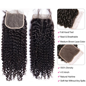 Brazilian Hair Bundles Jerry Curly Hair With Closure 3 Bundle Deals With 4x4 Closure