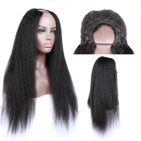 Human Hair Yaki Straight Transparent Lace Front Wigs Affordable U Part Lace Front Wigs