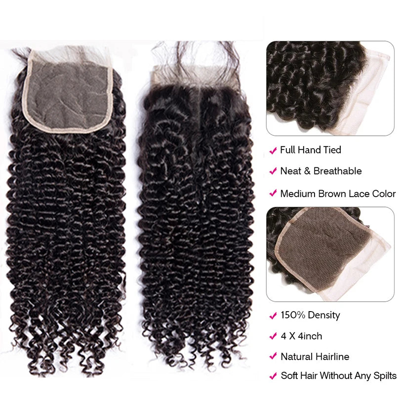 Brazilian Water Wave Hair Bundles Hair With Closure 3 Bundle Deals With 4x4 Closure