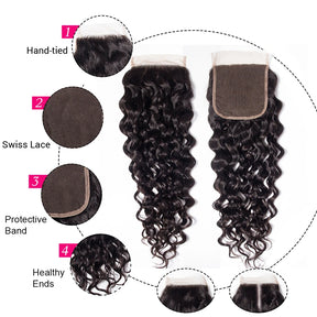 Brazilian Water Wave Hair Bundles Hair With Closure 3 Bundle Deals With 4x4 Closure