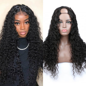 Water Wave Brazilian Human Hair Lace Front Wigs With Baby Hair U Part Lace Front Wigs Natural Hairline